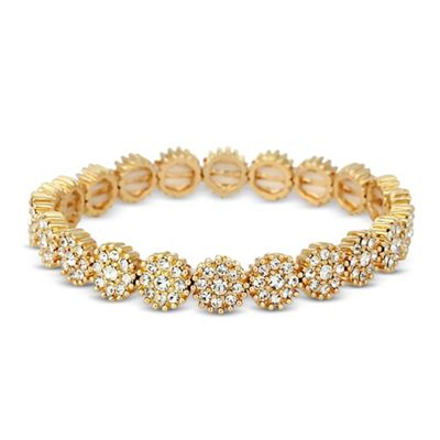 Gold crystal flower stretch bracelet